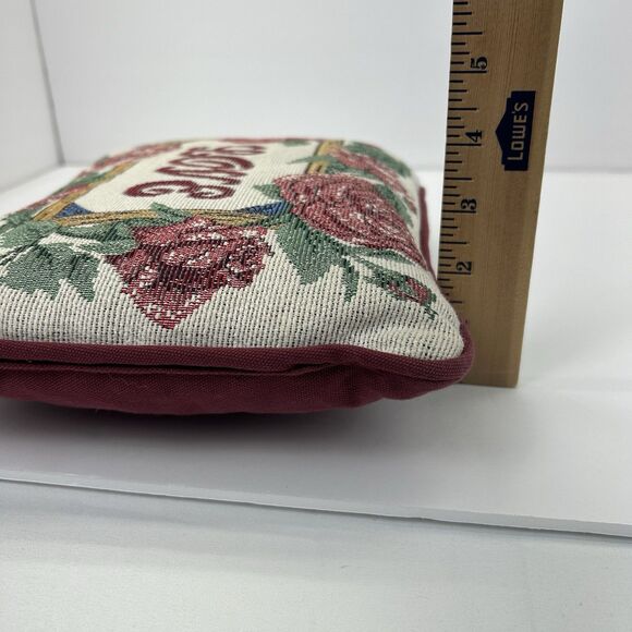 Vintage Tapestry Throw Pillow Love With Roses Home Decor Floral Grandma Wreath - Picture 7 of 8